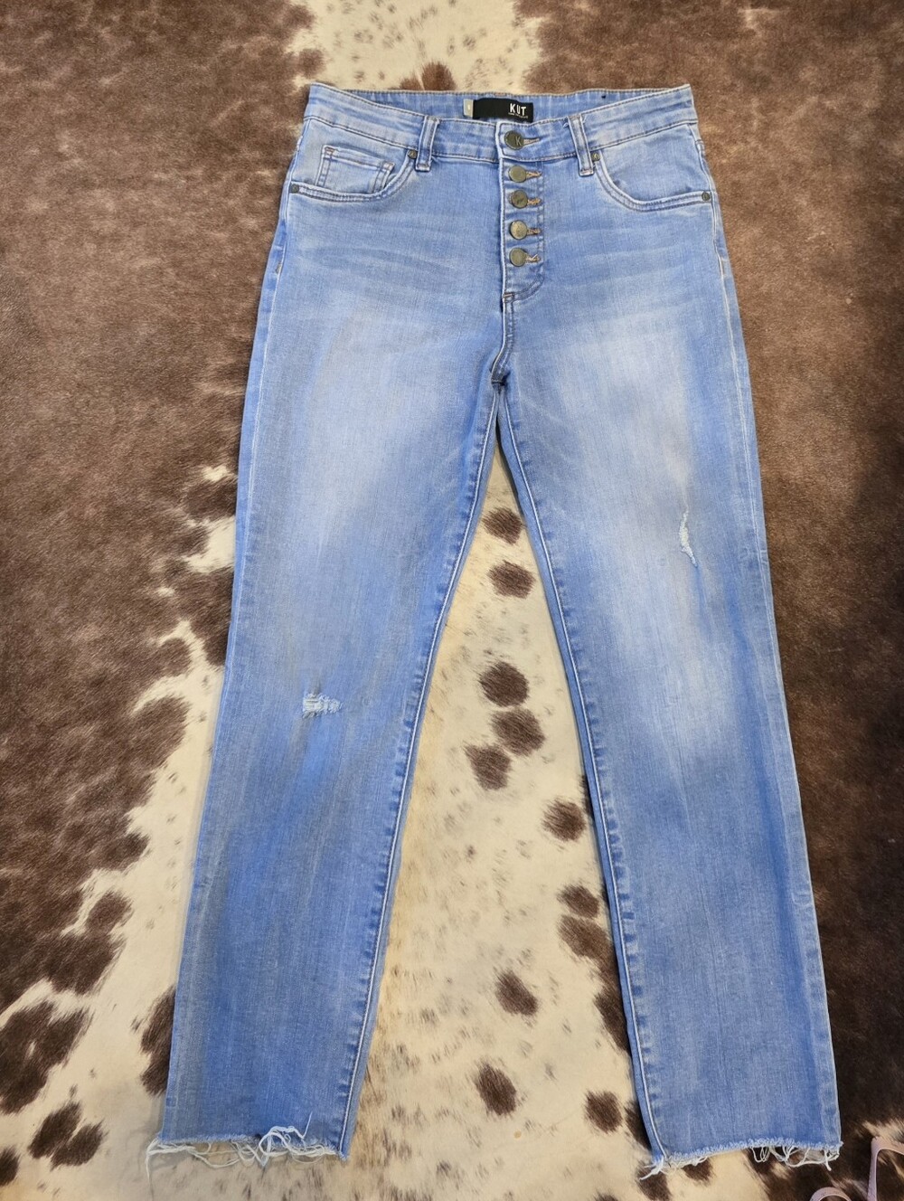 KUT From The Kloth Size 6 Button Fly Light Wash Raw Hem Jeans